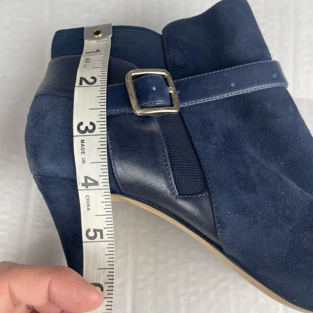 Marc Fisher Blue Suede Peep Toe High‎ Heel Ankle Boots 9M